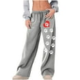 thumbnail image 2 of Aueoeo Women's Jogger Pants Cute Claws Printing Wide Leg Pants High-Waisted Drawstring Casual Sweatpants With Pockets Gray M, 2 of 4