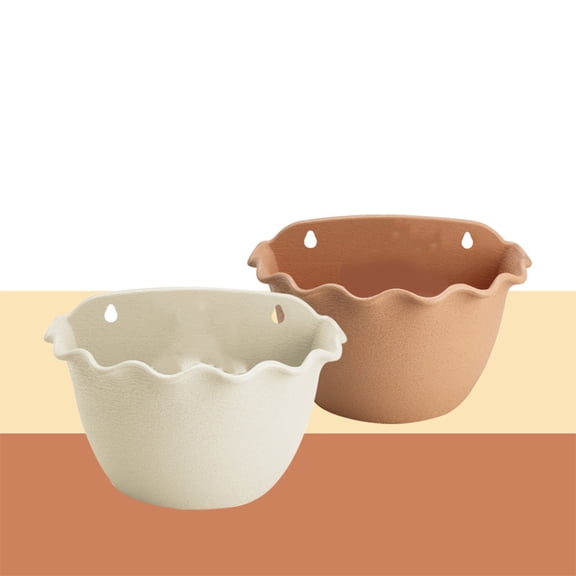 HEANUJJ Beige Semicircle Hanging Wall Planter Pot for Indoor and Outdoor Home Decor Stylish Design