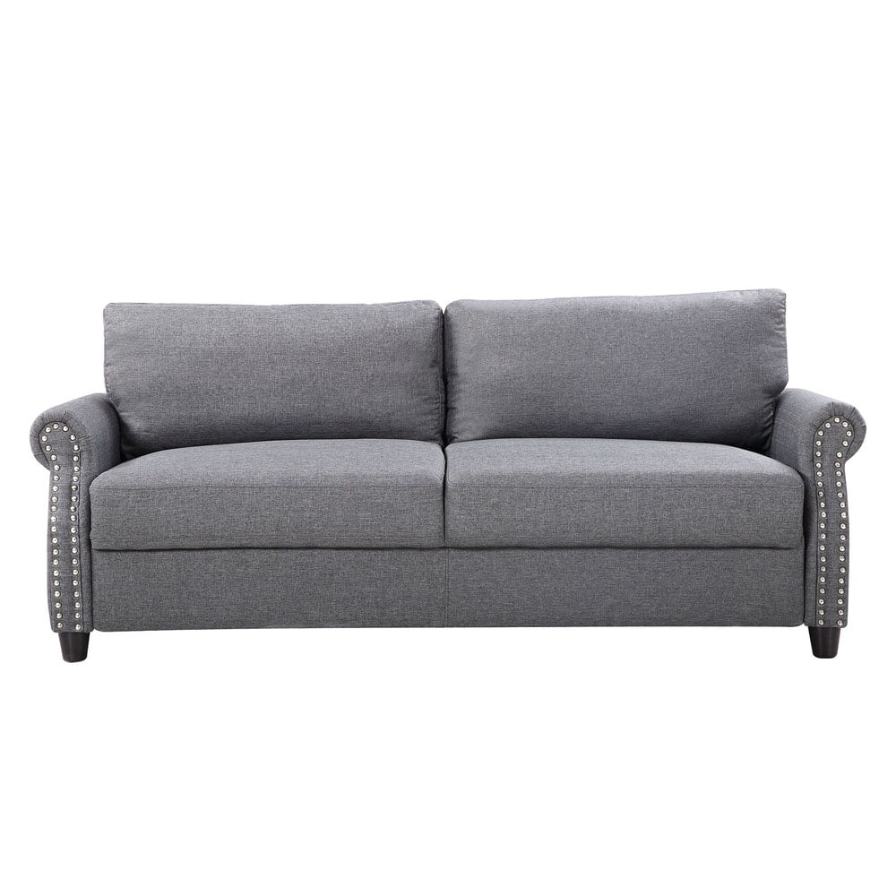Mobilis Classic Living Room Linen Sofa with Nailhead Trim Furniture Set