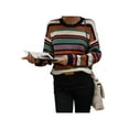 thumbnail image 3 of Qmyliery Women's Casual Sweater Crew Neck Long Sleeve Contrast Stripe Loose Jumper Pullover Knitwear, 3 of 8