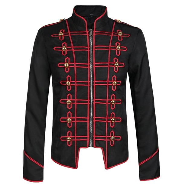 Hombres Casual Sólido Halloween Manga larga Stand Collar Steampunk Gothic Blazer Chaqueta Pompotops oipoqjl37396