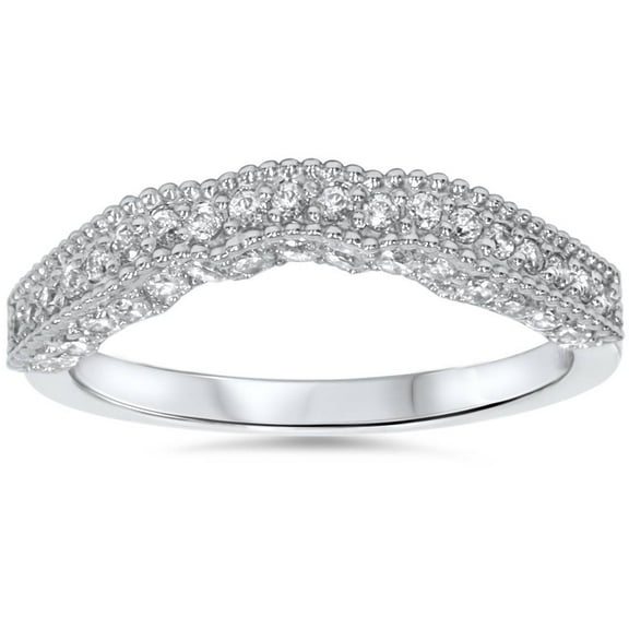 Pompeii 5/8ct Curved Notched Diamond Ring Enhancer 14K White Gold (H/I,I2)