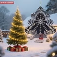 thumbnail image 3 of Stylish Metal Hanging Christmas Tree Wind Spinner - Black with White Snowflake Patterns Symmetrical Design for Yard & Garden Decor, 3 of 7