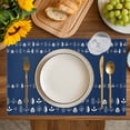 thumbnail image 4 of Rustic Botanical Placemats Set of 12, Japanese Herb on Navy Blue Simple Art Placemats for Dining Table, Place Mats for Kitchen Tabletop, Waterproof Wipeable Dining Table Mats Set, 4 of 9