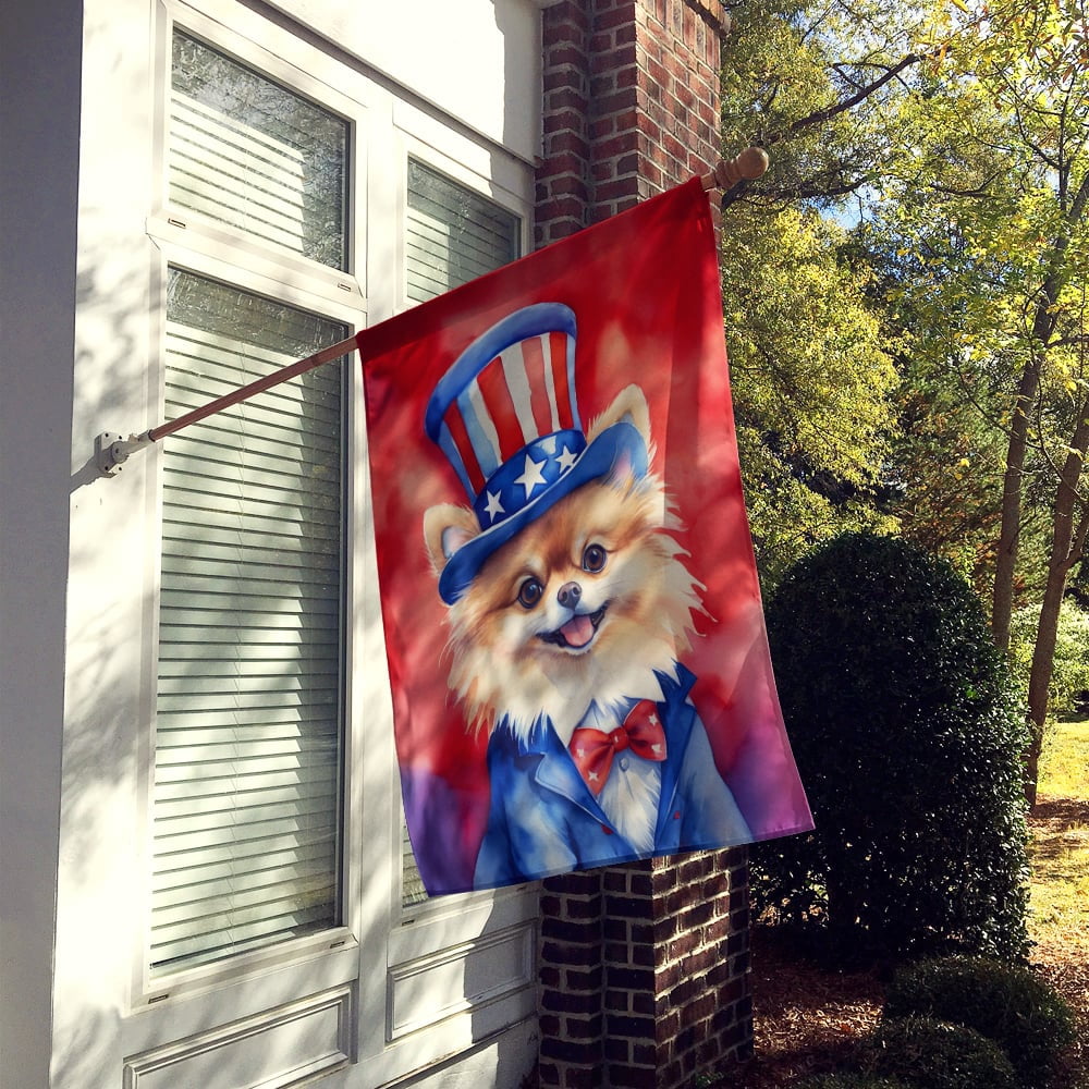 Pomeranian Patriotic American House Flag 28 in x 40 in