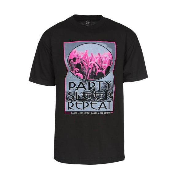 Mens Black Short-Sleeve "Party Sleep Repeat" Concert T-Shirt - Small