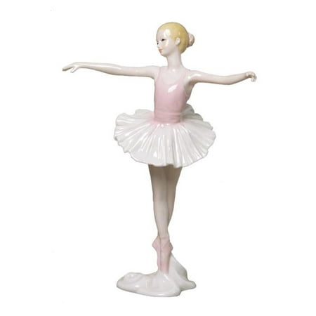 Graceful Porcelain - 8.75 Inch Porcelain Figurine Graceful Ballerina En Pointe Pink Tutu