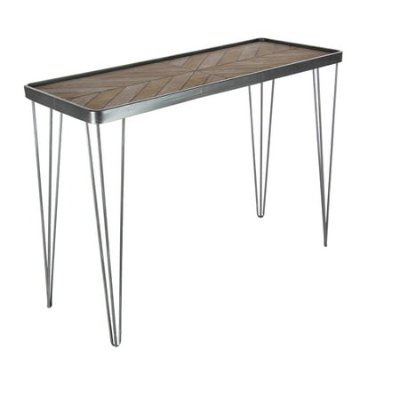 - Decmode Modern 29 x 39 inch wood and iron chevron console table, Brown