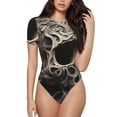 thumbnail image 1 of Fotbe Vintage Pattern Flower Skull Body de Mujer con Cuello Redondo y Mangas Cortas, Sin Mangas Ajustado, Suave, Cómodo y Básico-Medium, 1 of 7