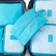 thumbnail image 1 of Juego de 7 cubos de embalaje impermeables y resistentes a la suciedad, organizadores de embalaje de equipaje de tela Oxford para viajes, color azul cielo, 1 of 3