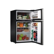 Whirlpool 3.1 Cu Ft Two Door Mini Fridge with Freezer WHR31TS1E, Stainless Steel