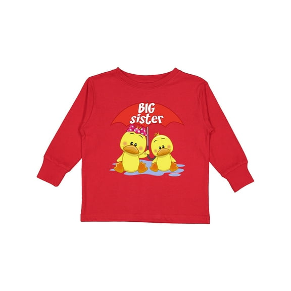 Inktastic Big Sister Duck Girls Long Sleeve Toddler T-Shirt