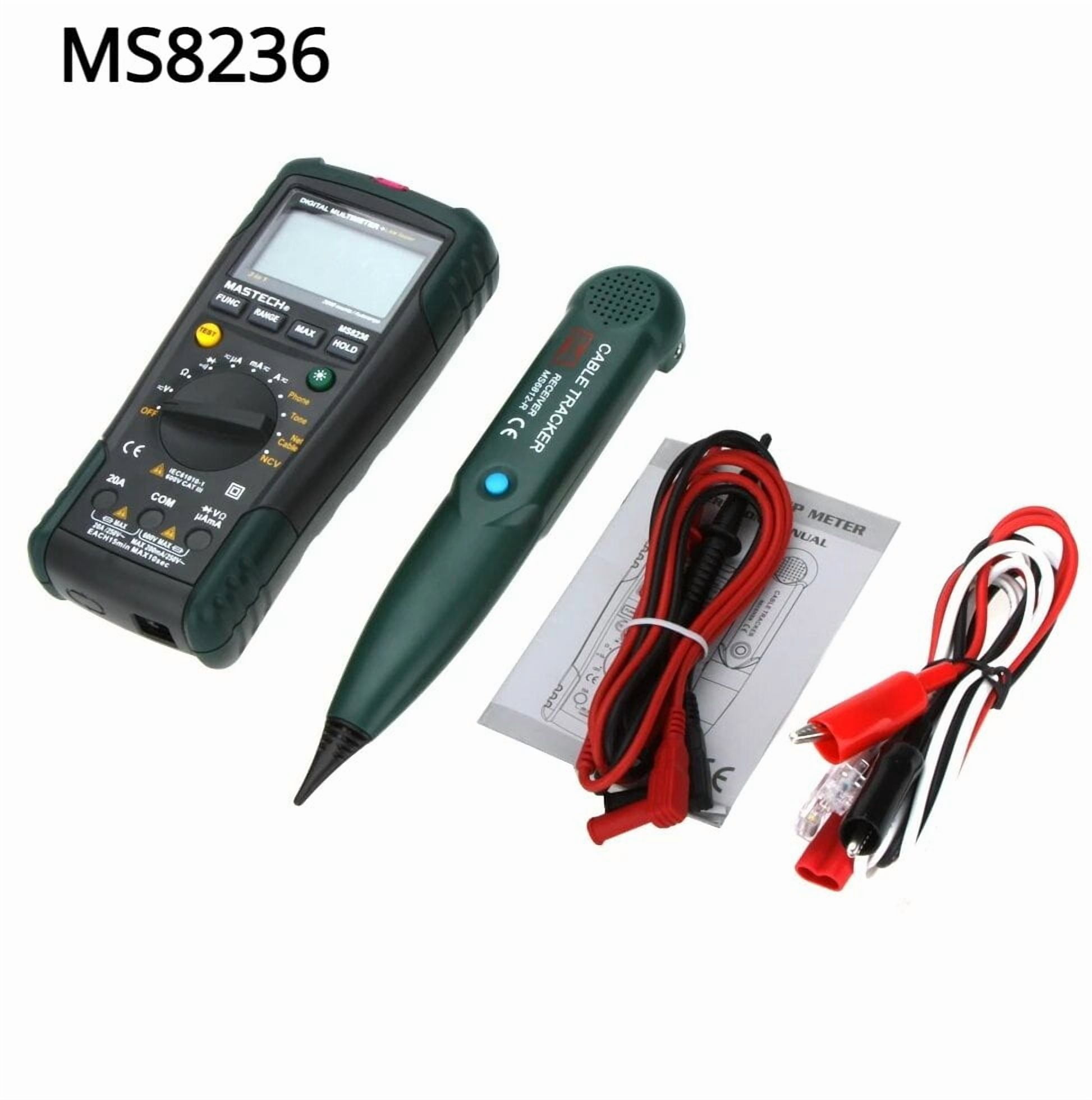 MASTECH MS8236 2 IN 1 Digital Multimeter Network Cable Track Tester Tone Telephone Line Check Digital Network Line Tester Non-contact