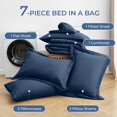 thumbnail image 6 of Full Size Comforter Sets, 7 Pieces Bed in a Bag Full, Complete Bedding Set Includes Comforter, Flat Sheet, Fitted Sheet, Pillowcases and Pillow Shams, Navy, 6 of 17