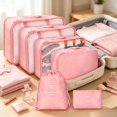 thumbnail image 4 of Travel Packing Cubes 8-Piece Set Foldable Lightweight Luggage Storage Bags with Handles, Versatile Tote Bag for Closet Organizers and Storage, Moving Hot Pink, 4 of 4