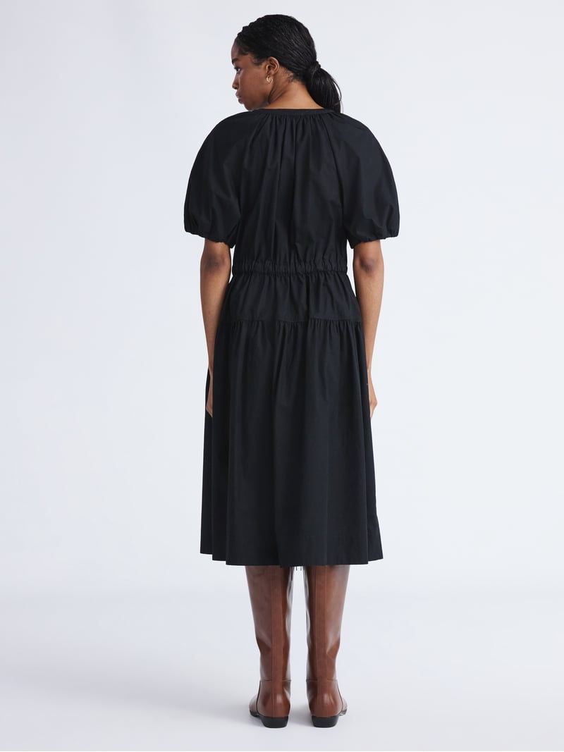 white christmas dresses 100% Cotton Black Midi Dress - All Dresses