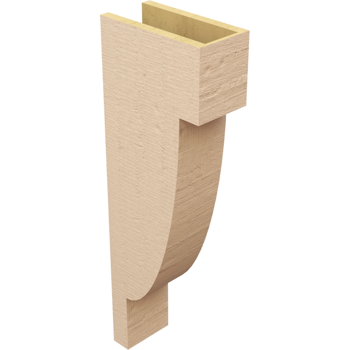 6"W x 12"D x 36"H Thin Alpine Rough Cedar Woodgrain TimberThane Corbel, Primed Tan