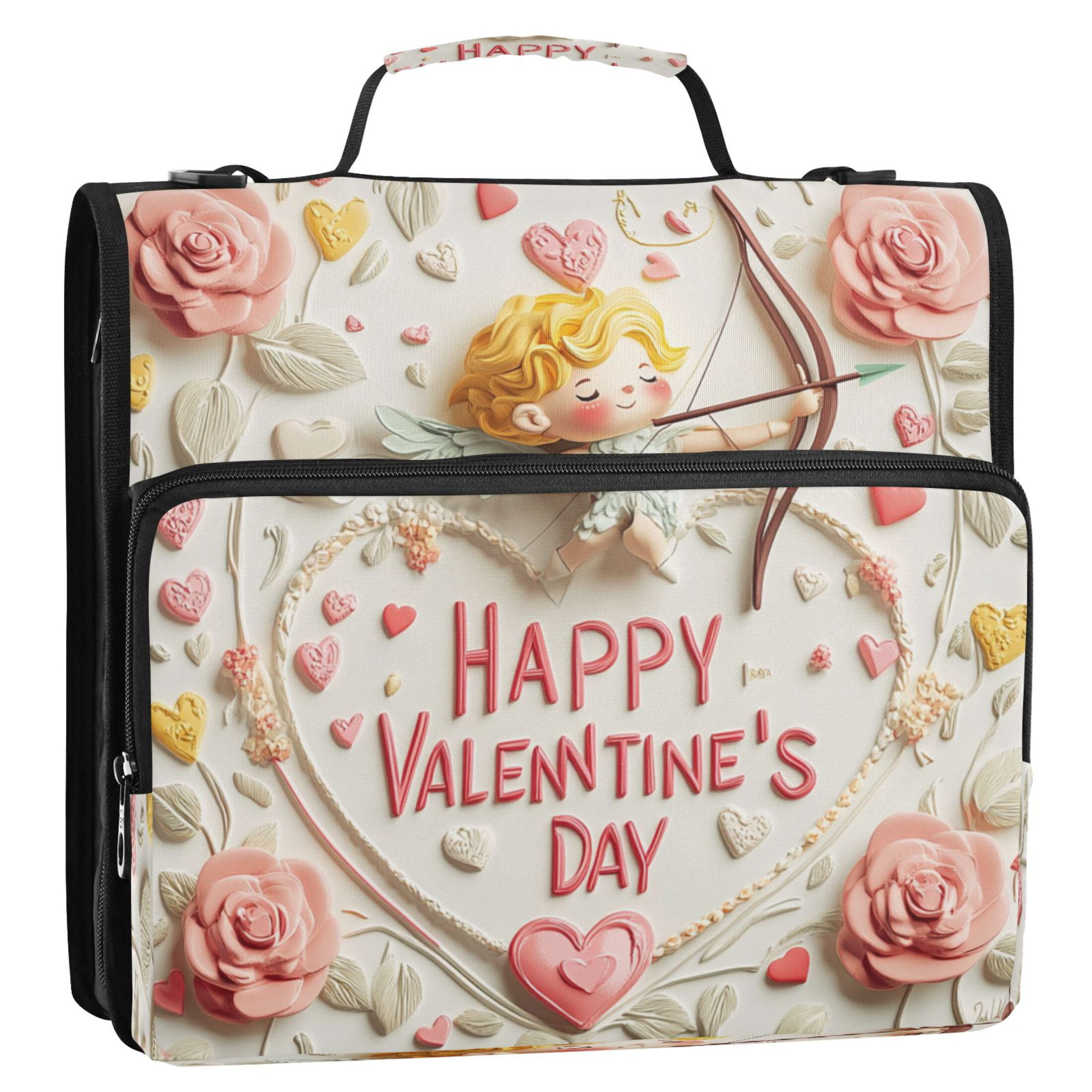 YAZAOO Zipper Binder trapper keeper Documents Organized Design Cupid’s Touch Printed