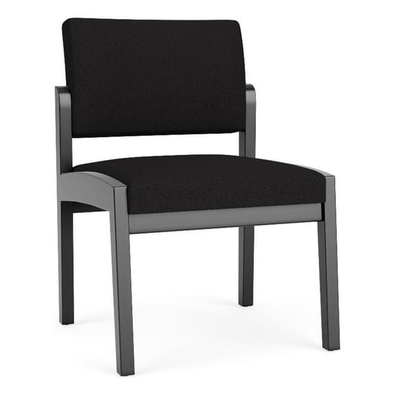 Pemberly Row Modern Fabric Reception Armless Guest Chair in Black