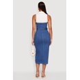 thumbnail image 3 of Women's Layered Look Slit Front Belted Denim Dress, 3 of 3