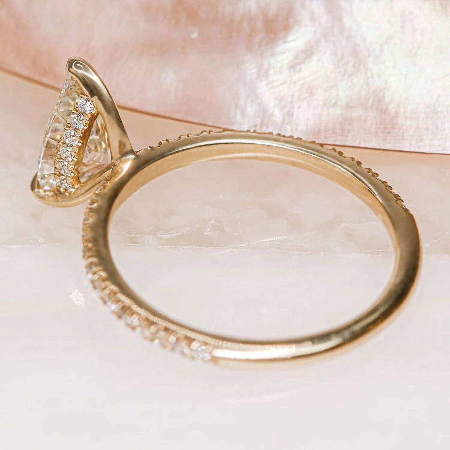 solitaire jewels 1.35 Pear Moissanite Hidden Halo Engagement Ring For Women, 10K White Gold
