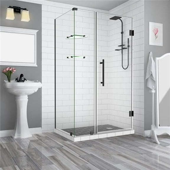 BromleyGS Frameless Corner Hinged Shower Enclosure - Oil Rubbed Bronze - 72.25 x 36.375 x 72 in.