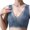 Blue, variant on Women Seamless Padded Wireless Lace Bra V-Neck Wide Vest Strap Breathable Soft Everyday Lingerie Gentle Support Sleep Bra Black 2XL