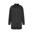 thumbnail image 5 of Women's Long Sleeve Button Up Lapel V Neck Shirts High Low Hem Casual Loose Spring Trendy Solid Color Tops Blouses Black,XL, 5 of 6