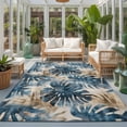 thumbnail image 2 of Area Rugs 5'x7', Blue Brown Palm Leaf Carpet Runner Indoor Outdoor Rugs Home Decor Aesthetic, Vintage Summer Botanical Non Slip Mats Washable Accent Rug for Living Room Bedroom, 2 of 8