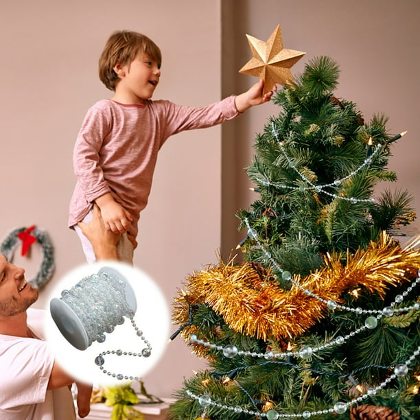 Adornos navideños, regalos navideños, decoración de bodas, fiestas navideñas, accesorios de joyería DIY, cadena de cuentas de plástico transparente de 5 m.