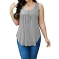 thumbnail image 3 of JYLFC Women Plus Size V Neck Tank Henley Pleated Sleeves Tops, Gray 2XL, 3 of 7
