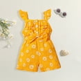 thumbnail image 4 of TOOYOU Girls Romper Suit Sun Flower Small Flying Sleeve Yellow Bow Summer Jumpsuit Suit Short Sleeve Jumpsuit Lightweight Playsuit Bodysuits For Toddler ,Size 18-24 Months Yellow, 4 of 8