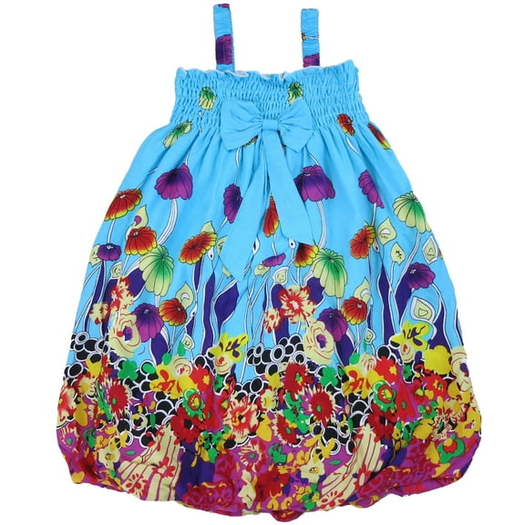 Wenchoice Girl'S Blue & Hot Pink Mushroom Babydoll Dress M(3T-4T)