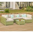 thumbnail image 3 of COSIEST 7-Piece Outdoor Furniture Set Olive Green Wicker Sectional Sofa, 3 of 6