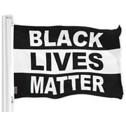 G128 Black Lives Matter (Black/White) Flag | 3x5 feet | Printed 150D  Indoor/Outdoor, Vibrant Colors, Brass Grommets, Quality Polyester, Much Thicker More Durable Than 100D 75D Polyester