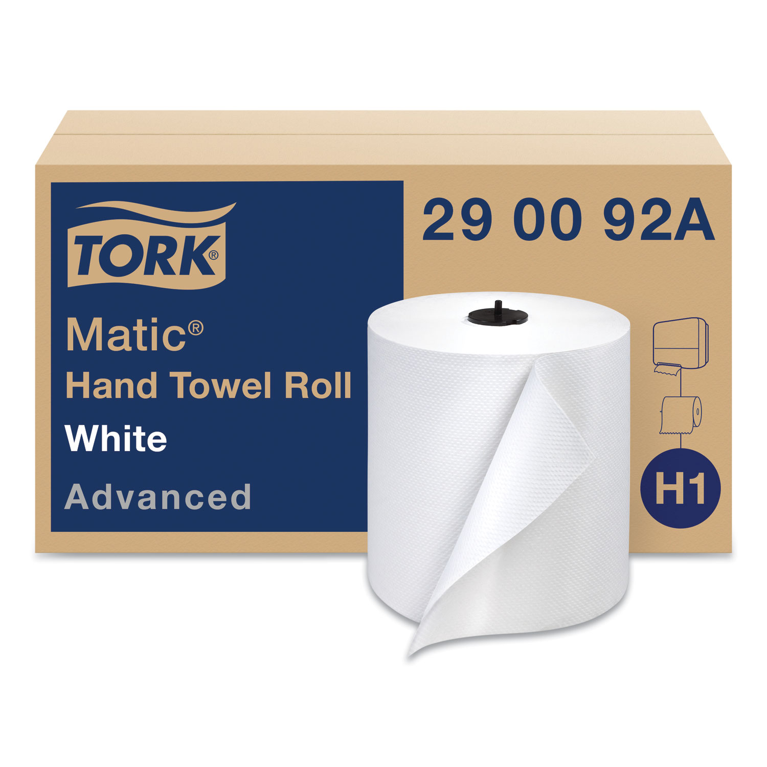 Tork® Advanced Matic Hand Towel Roll, 2-Ply, 7.7" x 525 ft, White, 643/Roll, 6 Rolls/Carton