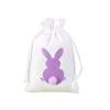 DefiDgd Easter Linen Bunny Goodie Bags with Drawstring,Reusable Easter Party Favors Bags for Candy Gift Treat Storage Holiday Celebrations(Purple)
