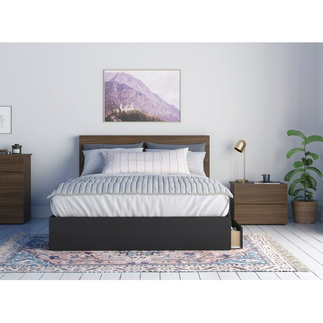 Nexera Ensemble de Chambre 3 Pcs avec Cadre de Lit, Brun, Grand Lit
