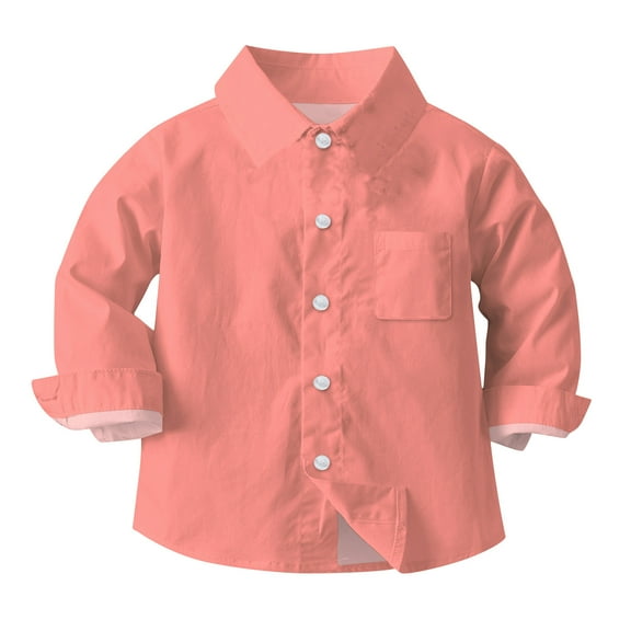 HOMADLES Boys Shirts Long Sleeve Lapel Stripe Button Down Shirts for Boy Campus style, Uniform Shirt Watermelon Red 6 Months