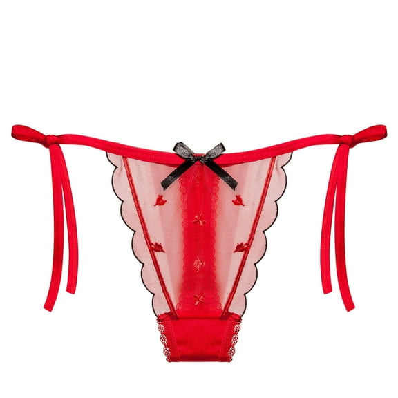 Bigersell Womens Briefs Underwear Clearance Womens Thong Underwear Briefs Panty Style P-1073 Polyester Cheeky Panties Ladies Thongs Briefs High Waist Women's Panties Red One Size