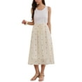 thumbnail image 2 of INSPIRE CHIC Vintage Polka Dots Skirt for Women's Casual Pleated A-Line Elastic Waist Midi Skirts S Beige, 2 of 6