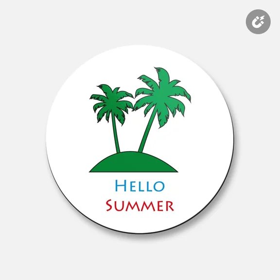 Hello Summer Holiday | 4'' X 4'' Round Decorative Magnet