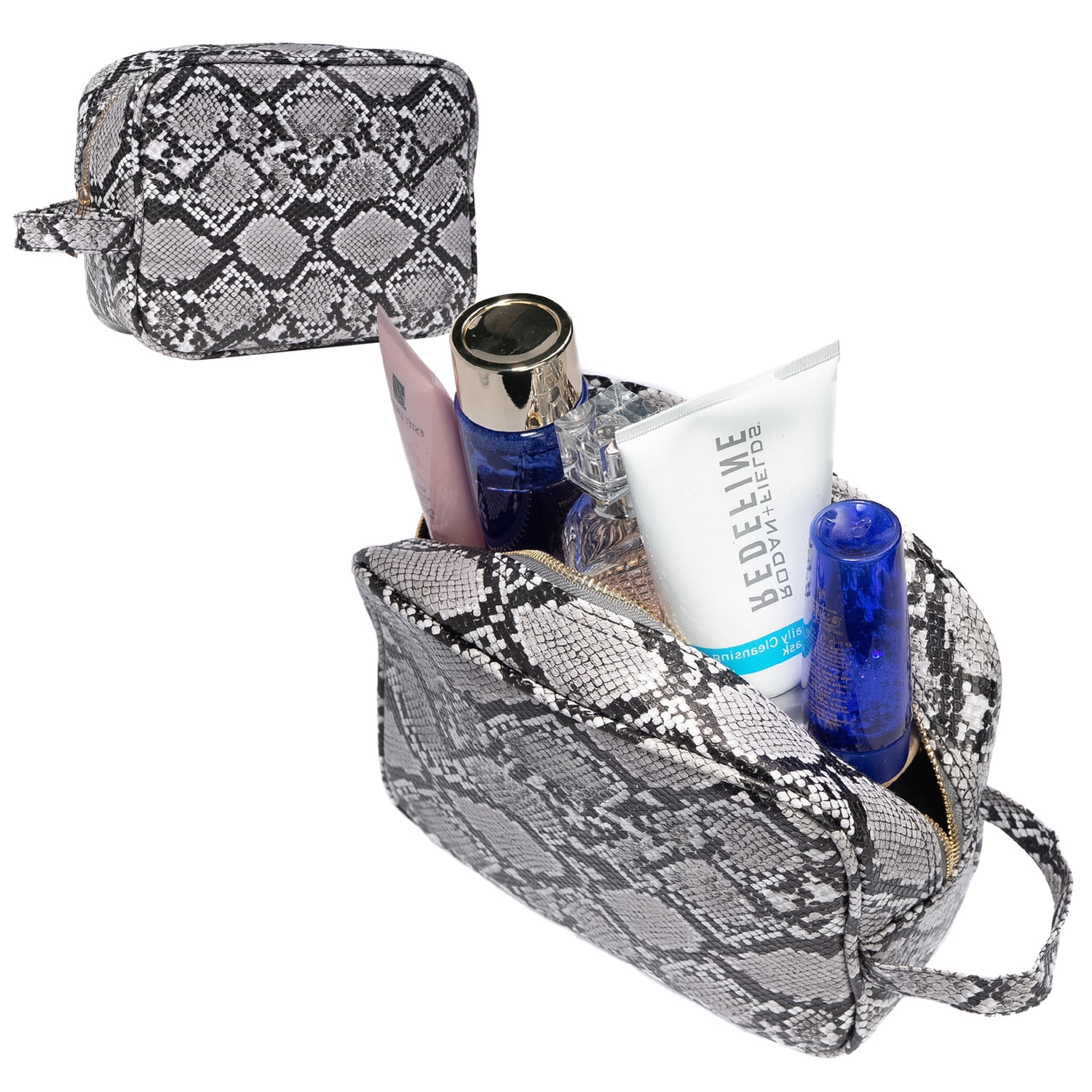 Luxouria Checkered Makeup Bag for Women Luxury Travel Cosmetic Bags