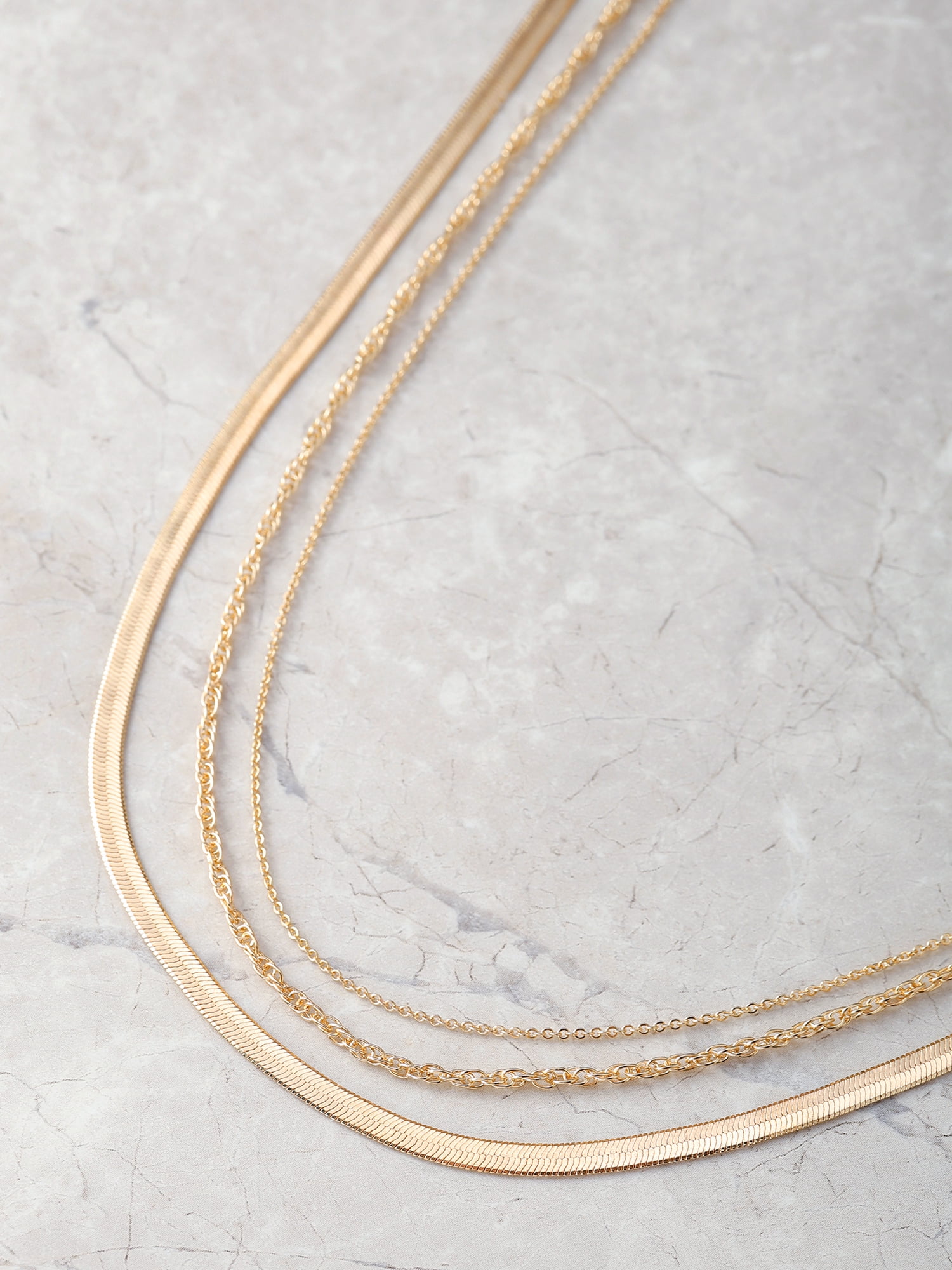 Womens Gold Chain Necklace Set, 3 Pieces  (图4)