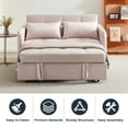 DEALTOPS 55.5" Pull Out Loveseats Sleeper Sofa Bed with USB Ports and Side Pockets, Pink