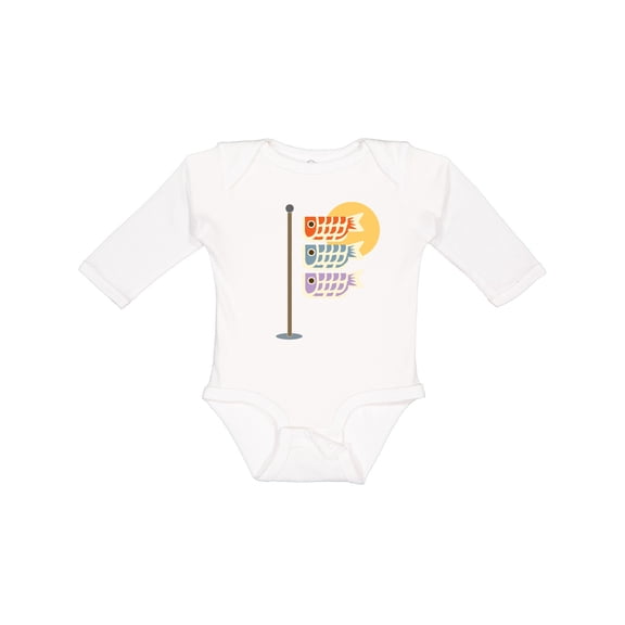 Inktastic Japanese Carp Fish Flags Boys or Girls Long Sleeve Baby Bodysuit
