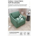 thumbnail image 4 of Swivel Accent Chair, Paproos Linen Upholstered Armchair, 31’’Wide 360 Degree Swivel Barrel Chair with Cushions & Nailhead Trim, Comfy Reading Chair Club Sofa Chair for Living Room Bedroom， Green, 4 of 6