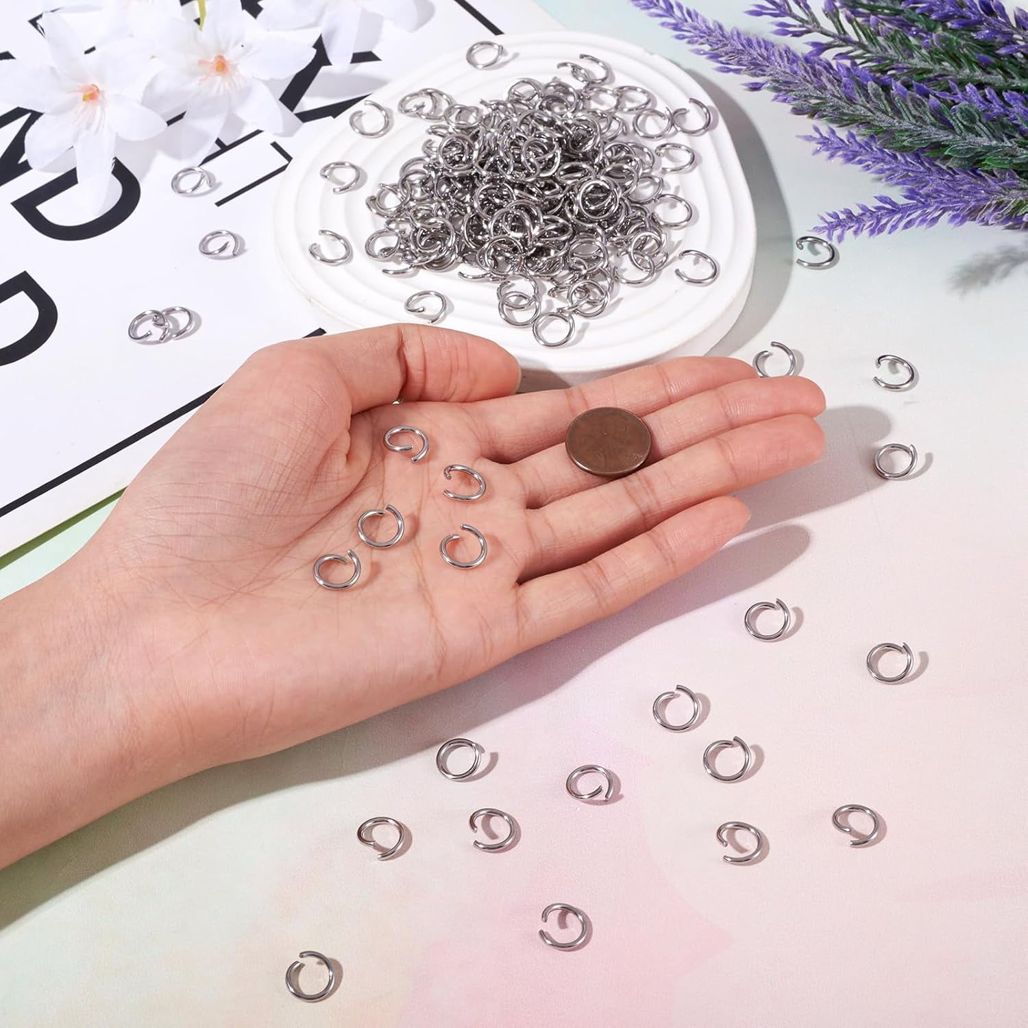 1000Pcs Stainless Steel Open Jump Rings 10mm Round 1.4mm Thick Metal Round Unsoldered Ring Connectors For Chainmail Jewelry Making
