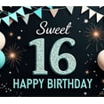 thumbnail image 3 of Yatrandify Decorative Design Sweet 16 Birthday Banner Colorful Theme Happy Birthday Backdrop for Birthday Party Indoor Decoration Celebration, 3 of 7