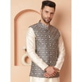 thumbnail image 4 of Maple Clothing Sleeveless Nehru Jacket Men's Sequins India Modi Waistcoat Vest Guest Outfit (Navy Blue, S), 4 of 7